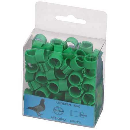 ANNEAU PLASTIQUE 8MM PIGEONS VERT (100 UNITÉS)