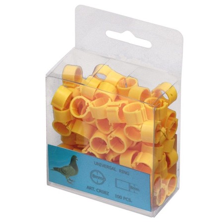 ANNEAU PLASTIQUE 8MM PIGEONS JAUNE (100 UNITÉS)